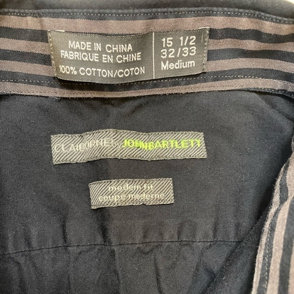 Men’s Claiborne by John Bartlett size medium black dress button up shirt - Picture 4 of 10